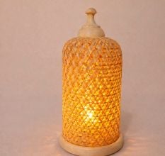 Handcrafted Bamboo Table Lamp with Woven Shade